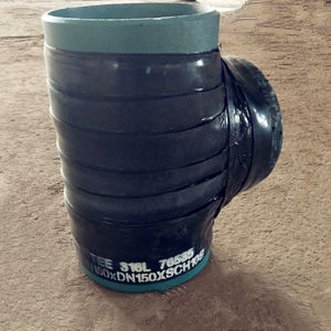 POLYETHYLENE-COATED CARBON STEEL BUTT-WELD EQUAL TEE, 6", SCH 40, ASTM A234 WPB, ASME B16.9