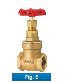 BRONZE GATE VALVE, 2.1/2" (DN 65), CLASS 150, THREADED ENDS, BS 21, BONNET/DISC: BRONZE, STEM: BRASS, KITZ MODEL E