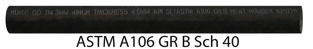 TUYAU SANS SOUDURE NOIR NORME 40/STD ASTM A106 GR.B / API 5L, 5.8 M, 4"
