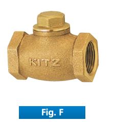 BRONZE — CLAPET ANTI-RETOUR À LEVÉE, 2 1/2" (DN65), CLASS 150, EXTRÉMITÉS FILETÉES CONFORMES À LA NORME BS 21, CHAPEAU ET DISQUE EN BRONZE, KITZ MODÈLE F
