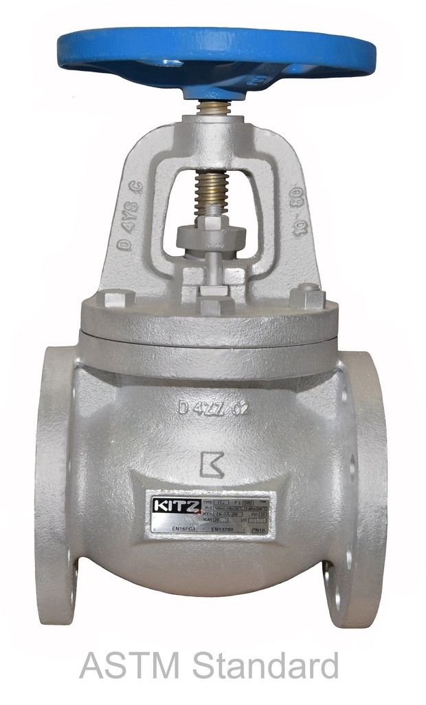GLOBE VALVE CAST IRON PN 16 BRONZE TRIM FLANGED ENDS 3" KITZ-  (PH)EN16FCJ