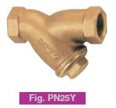 BRONZE Y-STRAINER, 1/2" (DN 15), PN 25, THREADED ENDS, BS 21, SCREEN: STAINLESS STEEL 304, CAP: BRASS, KITZ MODEL (PH) PN25Y